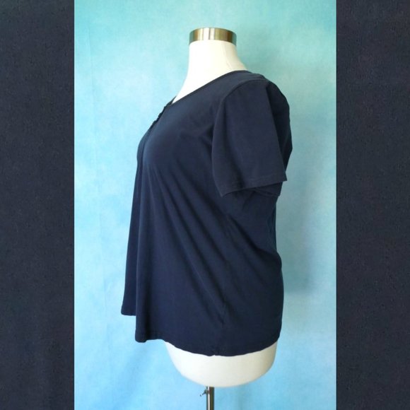 Roaman's Navy Blue Henley Tee Size 22/24 1X - Picture 4 of 8